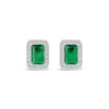 Thumbnail Image 2 of Octagon-Cut Lab-Created Emerald & White Lab-Created Sapphire Stud Earrings Sterling Silver