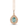 Thumbnail Image 1 of Le Vian Pear-Shaped Blue Zircon Necklace 1/4 ct tw Diamonds 14K Strawberry Gold 18&quot;