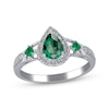 Thumbnail Image 1 of Cirari Couture Pear-Shaped Natural Emerald & Diamond Halo Ring 1/5 ct tw 14K White Gold