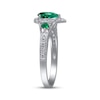 Thumbnail Image 2 of Cirari Couture Pear-Shaped Natural Emerald & Diamond Halo Ring 1/5 ct tw 14K White Gold