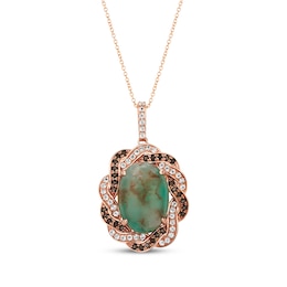 Le Vian Oval-Cut Aquaprase, White Topaz & Chocolate Quartz Necklace 14K Strawberry Gold 20&quot;