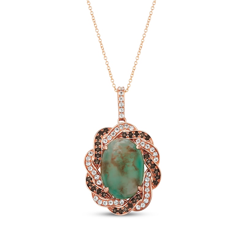 Le Vian Oval-Cut Aquaprase, White Topaz & Chocolate Quartz Necklace 14K Strawberry Gold 20"