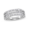 Thumbnail Image 1 of Baguette & Round-Cut Diamond Three-Row Faux-Stack Ring 1/2 ct tw 14K White Gold