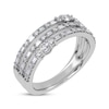 Thumbnail Image 2 of Baguette & Round-Cut Diamond Three-Row Faux-Stack Ring 1/2 ct tw 14K White Gold