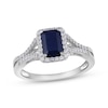 Thumbnail Image 1 of Octagon-Cut Natural Blue Sapphire & Diamond Ring 1/4 ct tw 14K White Gold