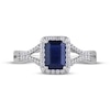 Thumbnail Image 3 of Octagon-Cut Natural Blue Sapphire & Diamond Ring 1/4 ct tw 14K White Gold