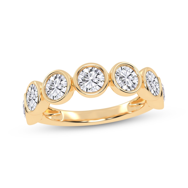 Main Image 1 of Lab-Grown Diamonds by KAY Seven-Stone Bezel-Set Anniversary Ring 2 ct tw 14K Yellow Gold