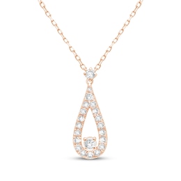 Lab-Grown Diamonds by KAY Teardrop Necklace 1/2 ct tw 14K Rose Gold 18&quot;