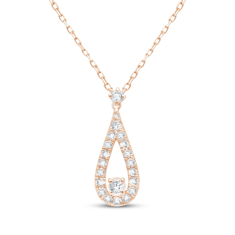 Main Image 1 of Lab-Grown Diamonds by KAY Teardrop Necklace 1/2 ct tw 14K Rose Gold 18&quot;