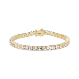 White Lab-Created Sapphire Line Bracelet 18K Yellow Gold-Plated Sterling Silver 7.25&quot;