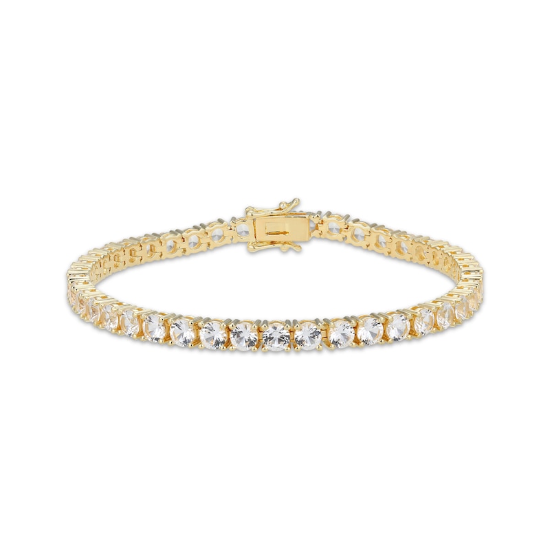 Main Image 1 of White Lab-Created Sapphire Line Bracelet 18K Yellow Gold-Plated Sterling Silver 7.25&quot;