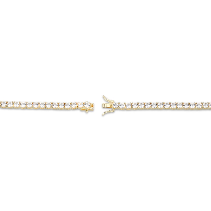 Main Image 3 of White Lab-Created Sapphire Line Bracelet 18K Yellow Gold-Plated Sterling Silver 7.25&quot;