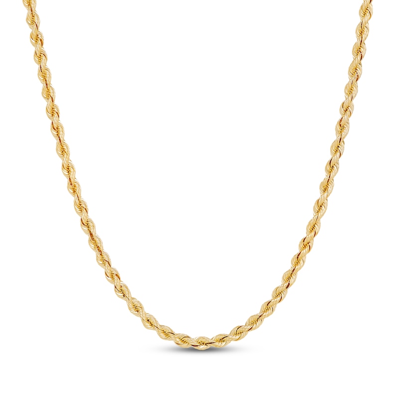 Main Image 1 of Solid Silk Rope Chain Necklace 3mm 14K Yellow Gold 22&quot;