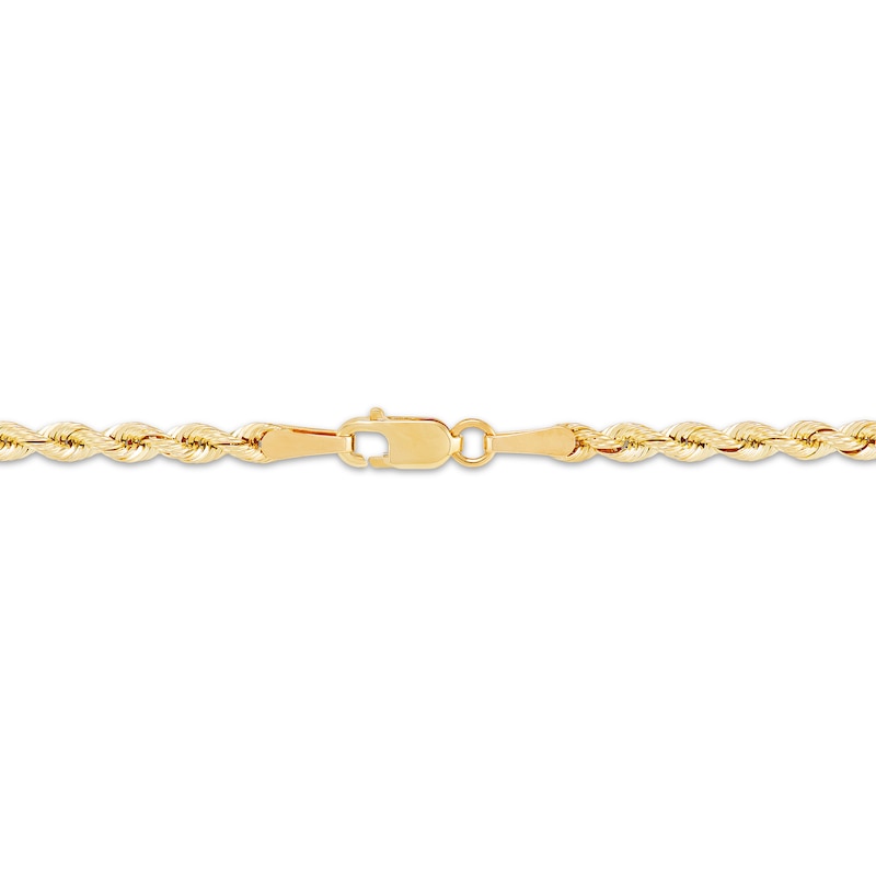 Main Image 3 of Solid Silk Rope Chain Necklace 3mm 14K Yellow Gold 22&quot;