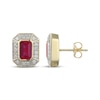 Thumbnail Image 3 of Men's Emerald-Cut Ruby & Diamond Frame Stud Earrings 1/5 ct tw 10K Yellow Gold