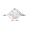 Thumbnail Image 3 of Oval-Cut Lab-Created Opal & White Lab-Created Sapphire Ring Sterling Silver