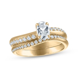 Oval-Cut Diamond Curve Bridal Set 7/8 ct tw 10K Yellow Gold