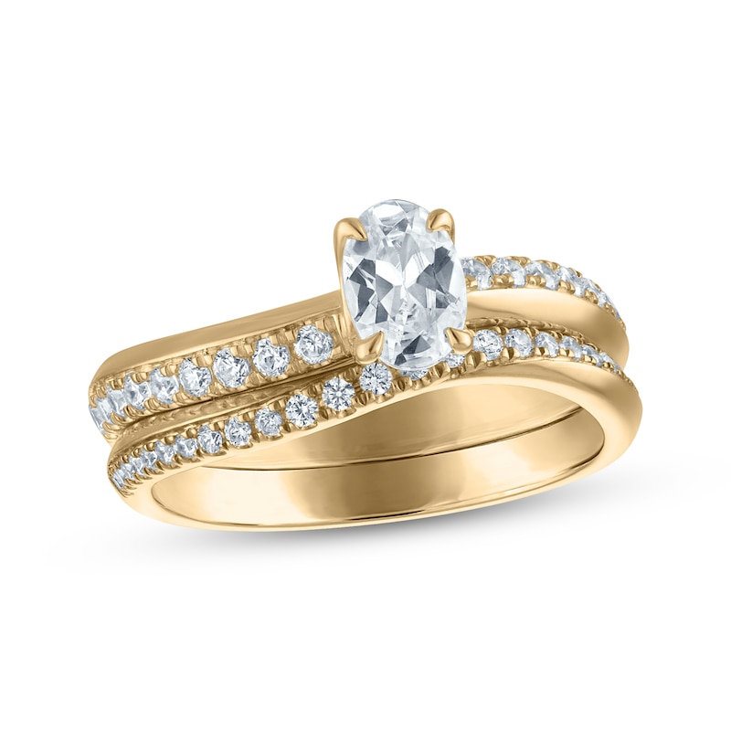 Main Image 1 of Oval-Cut Diamond Curve Bridal Set 7/8 ct tw 10K Yellow Gold