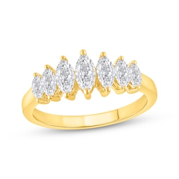 Adore Lab-Grown Diamonds Marquise-Cut Seven-Stone Anniversary Ring 1 ct tw 14K Yellow Gold