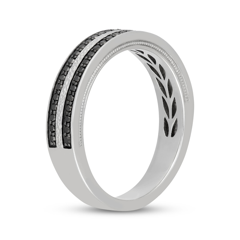 Main Image 2 of Neil Lane Men’s Black Diamond Hammered Wedding Band 1/3 ct tw 14K White Gold