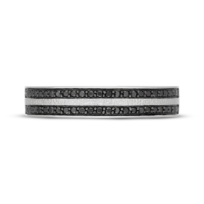 Main Image 3 of Neil Lane Men’s Black Diamond Hammered Wedding Band 1/3 ct tw 14K White Gold