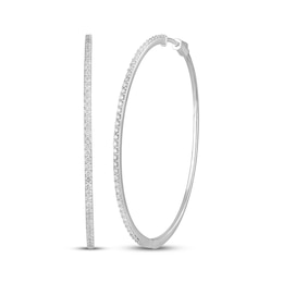 Lab-Grown Diamonds by KAY Hoop Earrings 1 ct tw Sterling Silver