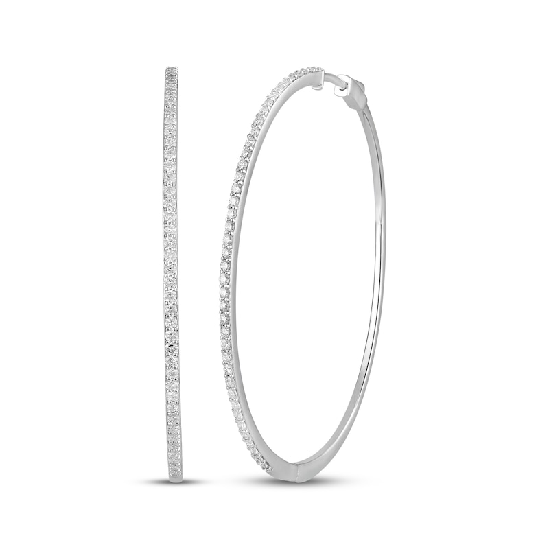 Main Image 1 of Lab-Grown Diamonds by KAY Hoop Earrings 1 ct tw Sterling Silver