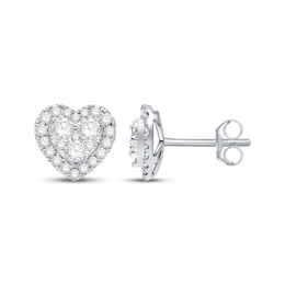 Lab-Grown Diamonds by KAY Heart-Shaped Stud Earrings 1 ct tw 10K White Gold