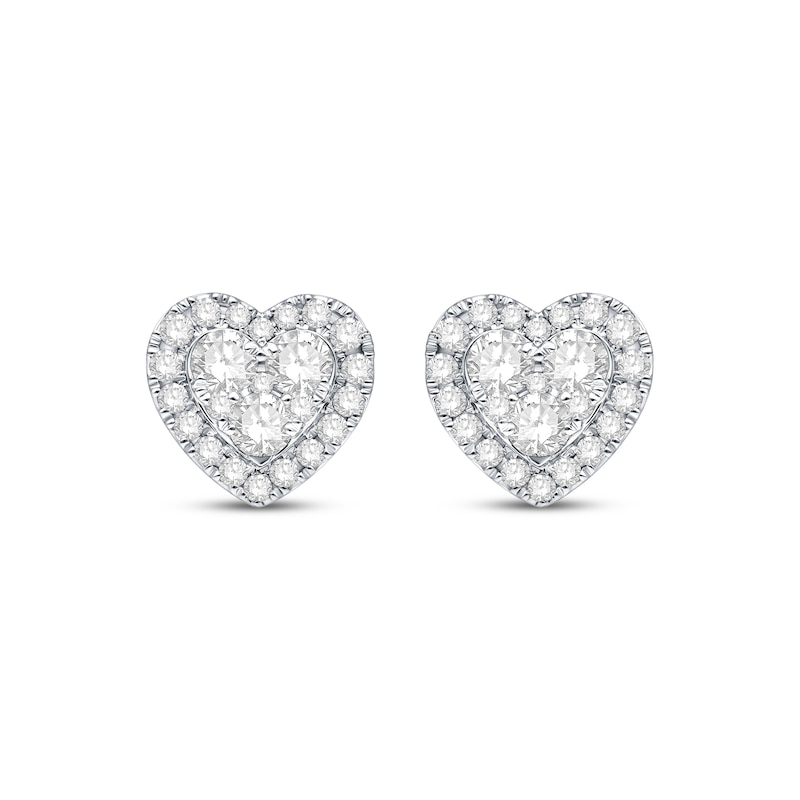 Main Image 2 of Lab-Grown Diamonds by KAY Heart-Shaped Stud Earrings 1 ct tw 10K White Gold