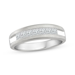 Men's Lab-Created Diamonds by KAY Wedding Band 1 ct tw Square-cut 14K White Gold