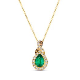 Le Vian Chocolate Twist Emerald Necklace 1/5 ct tw Diamonds 14K Honey Gold 19&quot;