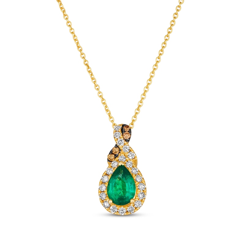 Main Image 1 of Le Vian Chocolate Twist Emerald Necklace 1/5 ct tw Diamonds 14K Honey Gold 19&quot;