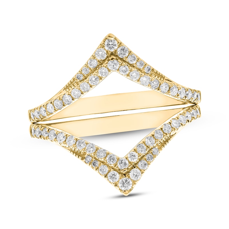 Main Image 1 of Round-Cut Diamond Double Chevron Enhancer Ring 1/2 ct tw 14K Yellow Gold