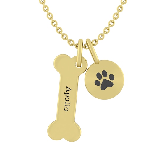 Dog Bone and Paw Necklace (1 Name)