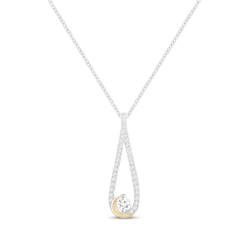 Main Image 1 of Diamond Teardrop Necklace 1/4 ct tw 10K Two-Tone Gold 19”