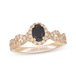 Neil Lane Oval-Cut Black & White Diamond Engagement Ring 1-1/4 ct tw 14K Yellow Gold