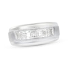 Thumbnail Image 1 of Men's Square-Cut Diamond Five-Stone Wedding Band 2 ct tw 10K White Gold