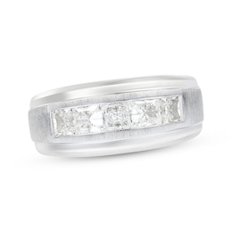 Men's Square-Cut Diamond Five-Stone Wedding Band 2 ct tw 10K White Gold