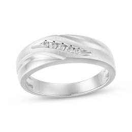 Adore Men's Diamond Sculpted Wedding Band 1/15 ct tw 10K White Gold