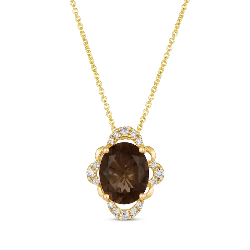 Main Image 1 of Le Vian Chocolate Quartz Necklace 1/6 ct tw Diamonds 14K Honey Gold 20&quot;