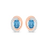 Thumbnail Image 1 of Oval-Cut Swiss Blue Topaz & Diamond Swirl Stud Earrings 1/15 ct tw 10K Rose Gold