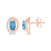Thumbnail Image 2 of Oval-Cut Swiss Blue Topaz & Diamond Swirl Stud Earrings 1/15 ct tw 10K Rose Gold