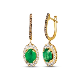 Le Vian Emerald Dangle Earrings 3/4 ct tw Diamonds 14K Honey Gold