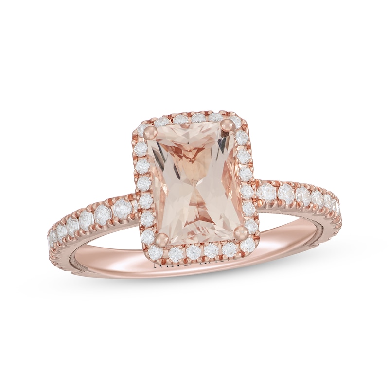 Main Image 1 of Neil Lane Radiant-Cut Morganite Engagement Ring 5/8 ct tw Diamond 14K Rose Gold