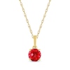 Thumbnail Image 1 of Lab-Created Ruby Solitaire Necklace 10K Yellow Gold 18&quot;