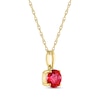 Thumbnail Image 2 of Lab-Created Ruby Solitaire Necklace 10K Yellow Gold 18&quot;