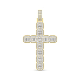 Men's Baguette & Round-Cut Diamond Cross Charm 2 ct tw 10K Yellow Gold