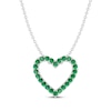 Thumbnail Image 0 of Lab-Created Emerald Heart Necklace Sterling Silver 18"