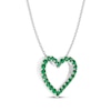 Thumbnail Image 1 of Lab-Created Emerald Heart Necklace Sterling Silver 18"