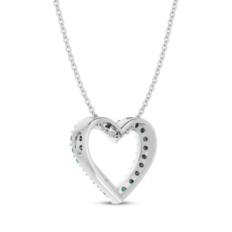 Lab-Created Emerald Heart Necklace Sterling Silver 18"